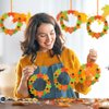 Engrowtic 24 Sets Thanksgiving Wreath Craft Enter with a Thankful Heart Wreath Craft Kits DIY Maple Acorn Hanging Ornament Home Door Decorations Fall Activities Party Favors