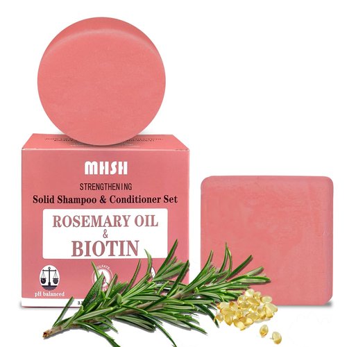 Rosemary & Biotin Shampoo and Conditioner Bar Set for Thinning Hair - Solid Shampoo Soap Bar & Conditioner Bar for Hair Growth, Men and Women Hair Loss & Thickening, Sulfate Free