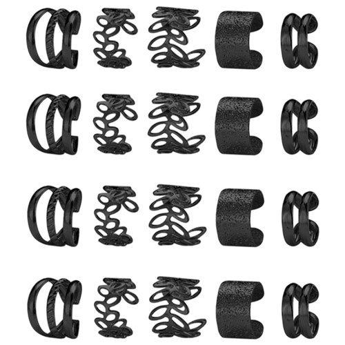 20 PCS Hair Jewelry for Braids with Crystal Rhinestone for Women Men Hair Accessories Braids, Dreadlock Braid Clips Non-Piercing Ear Cuffs Clip Jewelry (Black)