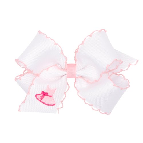 Wee Ones Girls' Grosgrain Moonstitch Embroideryed Ballet Slippers Hair Bow on a WeeStay Hair Clip, Medium, Dress