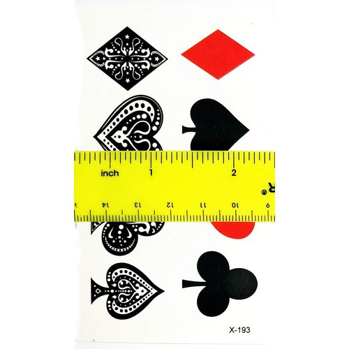 PARITA Small Tattoos Poker Royal Flush Gambling Winner Playing Card Casino Temporary Tattoo Fake Body Tattoo Removable Style Fashion Fantasy Fun Party (Pack 3 PCS.) (07)