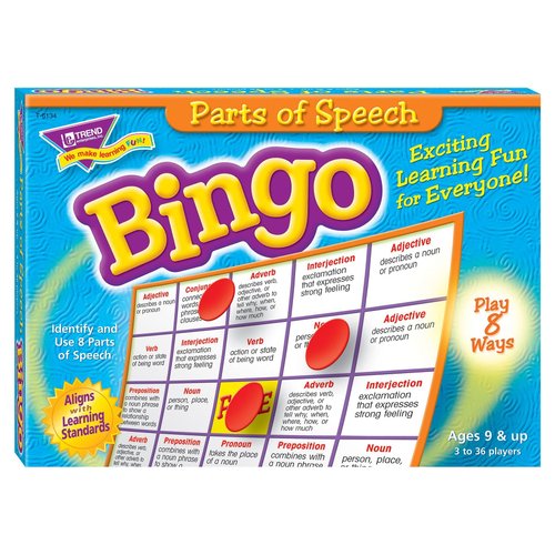 Trend Enterprises: Parts of Speech Bingo Game, Exciting Way for Everyone to Learn, Play 8 Different Ways, Great for Classrooms and at Home, 2 to 36 Players, for Ages 9 and Up