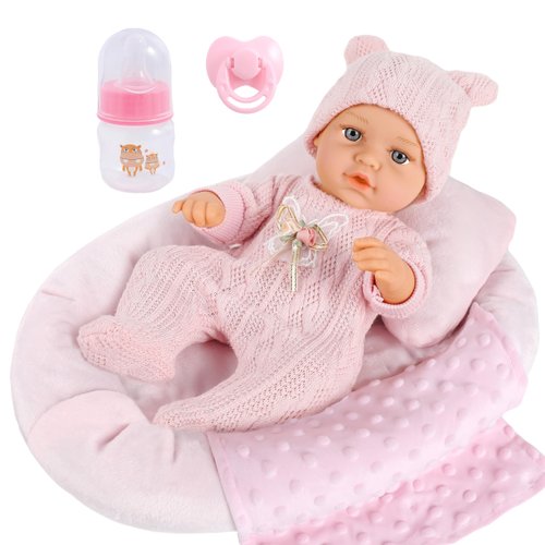 12 Inch Baby Dolls Set with Accessories and Clothes,Newborn Girls Baby Doll with Soft Sleep Bassinet Bed Crib Pillow Blanket Pacifier Feeding Bottles Toys for Toddlers Age 3+