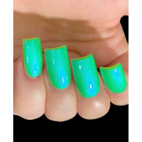 Polish Me Silly Slimey Glow - Neon Green Blue NEON Glow Pop Collection Multi Color Shifting: Mylar Oil Slick Indie Nail Polish
