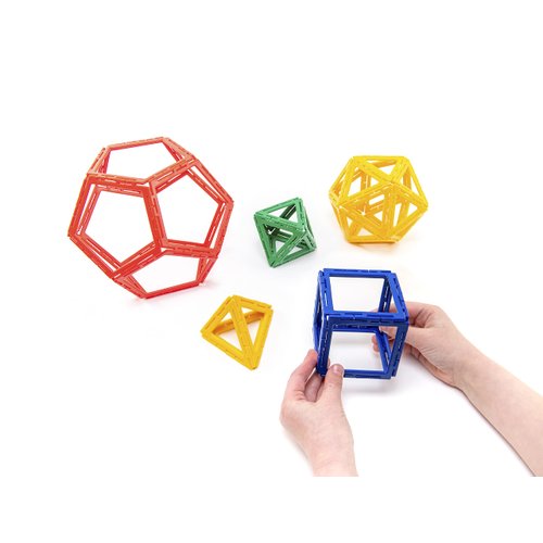 Polydron Kids Frameworks Platonic Solids Set in Multicolored - Geometry Educational Construction Toy Building Kit - 6+ Years - 50 Pieces