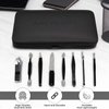 ASH ISLAND Nail Clippers Set - Black Stainless 12 in 1 For Men And Women Manicure Pedicure Travel Kit Luxury Nail File Sharp Nail Scissors Fingernails Toenails with Portable Stylish Case