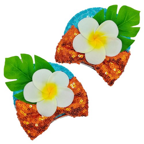 Viwind Mouse Ear Hair Clips for Women, Cute Moana Bow Ear Barrettes for Adults, Glitter Birthday Party Decorations Hair Accessories