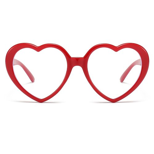 JOVAKIT Heart Blue Light Glasses for Women Vintage Fashion Red Heart Frame Glasses Computer Eyeglasses Prevent Headache (Red)