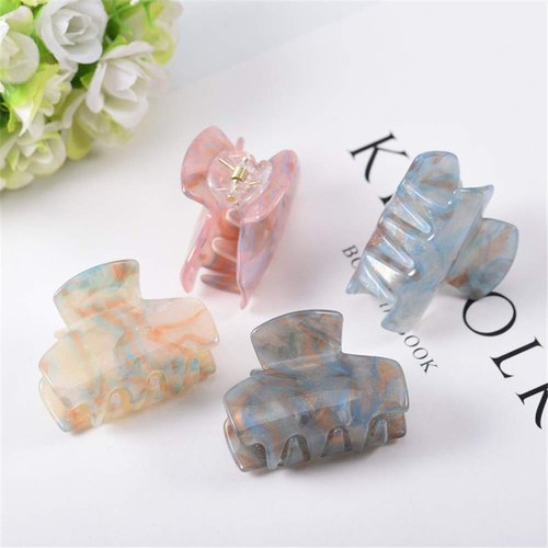 Xiwstar 4Pcs Colorful Acrylic Acetate Hair Claw Clip for Thin Hair Fashion Tortoise Shell Hair Jaw Clips Hair Clamp Accessories for Women Girls