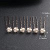 Suandsu 6 Pcs Pearl Crystal Hair Pins Bride Wedding Hair Clips Rhinestone Hair Piece Accessories for Women and Girls Rose Gold
