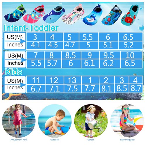 Toddler Kids Swim Water Shoes Quick Dry Non-Slip Water Skin Barefoot Sports Shoes Aqua Socks for Boys Girls Toddler, Blue Whale, 10 Toddler