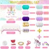 Unicorn Birthday Party Decorations Girls, 158PCS Unicorn Party Supplies Including Backdrop, Tabblecloth, Balloon Arch/Garland Kit, Banner