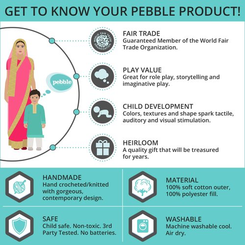 Pebble | Handmade Octopus Baby Rattle—Bright Pink | Ocean | Beach | Coastal | Crochet Baby Toy | Fair Trade | Machine Washable