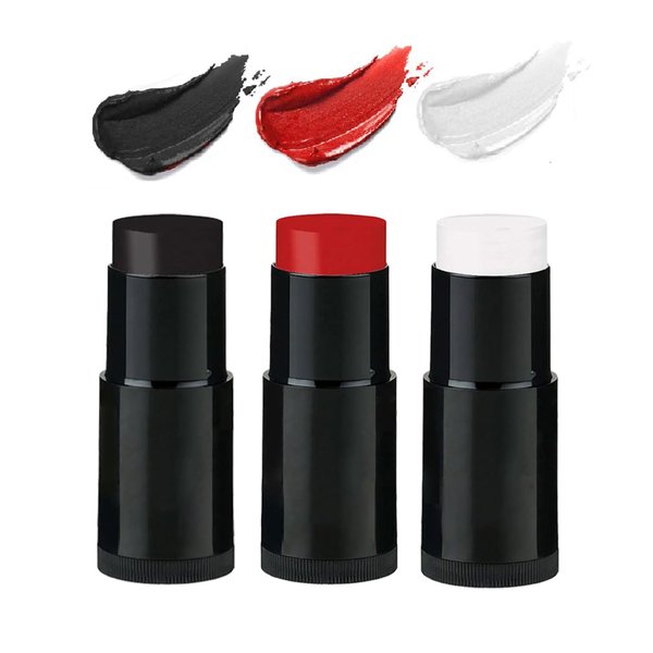 Black White Red Face Body Paint Stick Halloween Clown Makeup Kit,Adult Children Cosplay Joker Zombie Parties Baseball/Witch/Face Paint for Vampire Skeleton/Special Effects Costume SFX Stage Kit