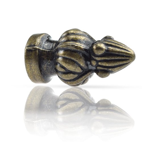 MARRTEUM Antique Brass Lamp Finial Cap Knob Retro Lamp Finial Decoration with Dual-Thread Screw for Lamp Shade, Fit Both 3/8" and 1/4-27, 1 Pack