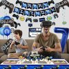 Video Game Party Decorations - 7th Birthday Decorations for Boys, HAPPY BIRTHDAY Banner, Video Game Balloons, Number 7 Blue Balloons, Gaming Hanging Swirls, Game On Birthday Party Supplies