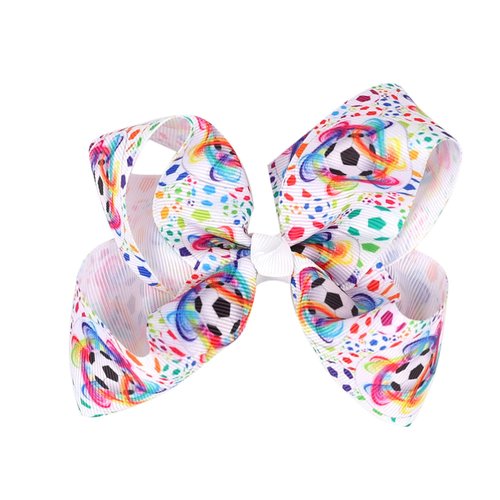 Soccer Ribbon Bow Hair Clips soccer bows Hair Accessories for girls.(FJ27) (Design and colour A)