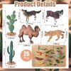 MiniInflat 25 Pcs Desert Animals Figurines Set Model Trees Kit Desert Diorama Supplies Animals Figures with Tree and Cactuses Figurines Resin Insects for Kids Birthday Party Favors School Projects