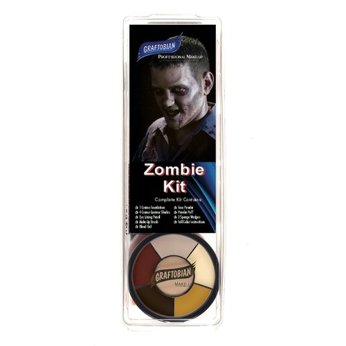 Graftobian Zombie Makeup Kit - Complete 13 piece Halloween Kit with Full Color Instructions
