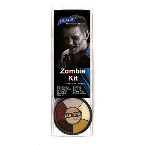 Graftobian Zombie Makeup Kit - Complete 13 piece Halloween Kit with Full Color Instructions