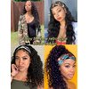22 Inch Culry Human Hair Headbands Wigs Natural Black None Lace Front Wavy Wigs 150% Density Half Wig With 4 Combs Glueless Wig Can Be Restyle
