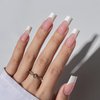 btartboxnails XCOATTIPS French Tip Nails - Long Square Nail Tips with Nail Gel, French Protecing Duo, Nail Lamp, All in One Soft Gel French Tip Press on Nails Gel Extension