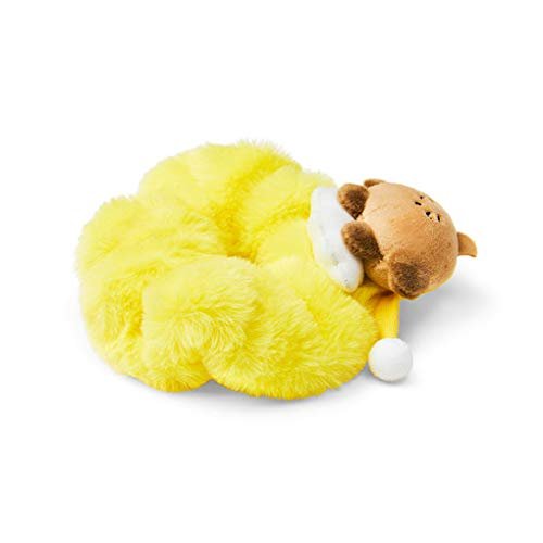 BT21 Dream of Baby SHOOKY Character Scrunchie Elastic Hair Tie Band Accessories for Women and Girls, Yellow/Brown