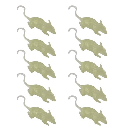 Hocai 10 Pieces Glow in The Dark Fake Rat Night Light Illusion Luminous Realistic Plastic Fake Mouse Fake Mice Spooky Rats for Halloween Trick Toys Decoration Supplies (Green)