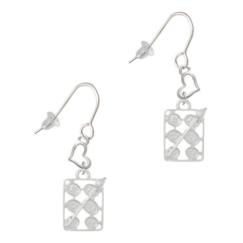 Delight Jewelry Silvertone 3-D Eye shadow Makeup Palette Small Heart French Earrings