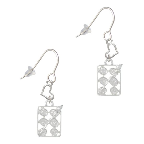 Delight Jewelry Silvertone 3-D Eye shadow Makeup Palette Small Heart French Earrings