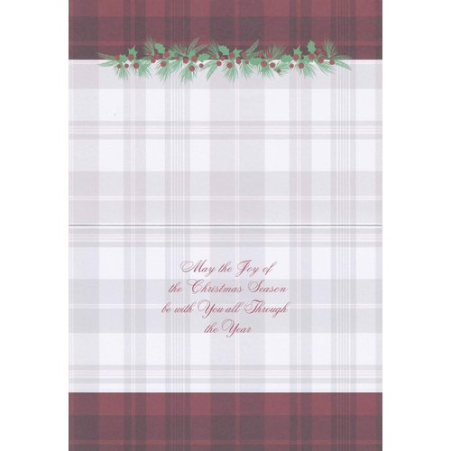 Masterpiece Studios Hollyville 16-Count Christmas Cards in Keepsake Box, 7.8" x 5.6", Plaid Merry Christmas (880600)