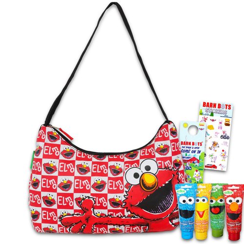 Sesame Street Travel Art Set - Bundle with 4 Sesame Street Finger Paints and Elmo Bag Plus More |...