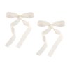 OJERRY Set of 2 Medium Size Long Tail White Sheer Silk Hair Ribbon Bow for Women, Bow Hair Mini Metal French Barrette Clip Set, Old Money Feminine Coquette Bow Aesthetic Gift Hair Accessories