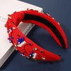 CEALXHENY 4th of July Headbands for Women, 4th of July Accessories, American Flag Patriotic Headbands, Rhinestone Pearl Knotted Headbands Beads Embellished Jeweled Headbands Holiday Gifts (US Flag G)