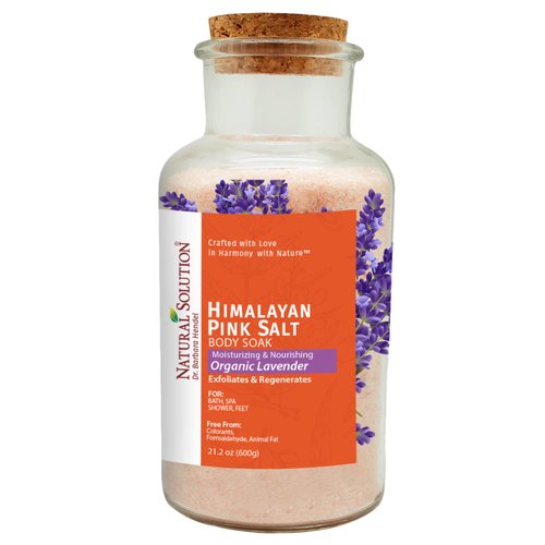 Natural Solution Bath Salt, Cork Jar Filled with Calming Lavender, Muscle Relief & Joint Soother Contains 84 Minerals, Foot Soak