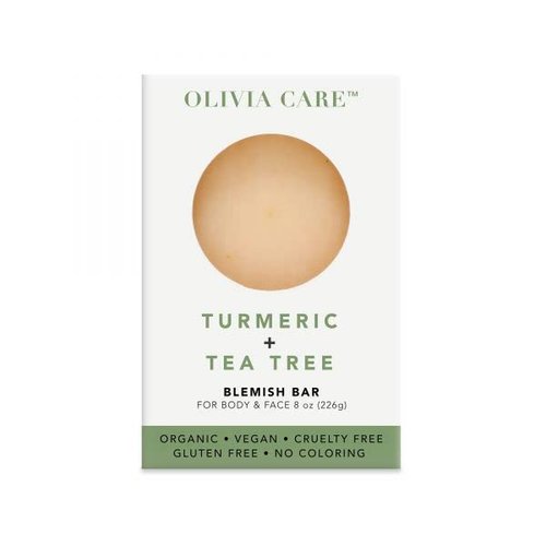 Olivia Care Brightening bar soap Packed with antioxidants Made Of Organic Olive Oil, Turmeric, And Rosebuds to cleanse and hydrate the body and face 8 oz (Turmeric + Tea)