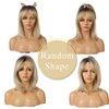 FUHSI Blonde Wigs for Women Ombre Light Blonde Wig with Bangs Layered Middle Length Synthetic Wig Dark Roots Hair for Daily Party