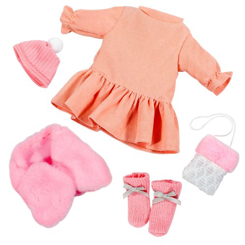 Baby Doll Clothes for 12 13 14 15 16 Inch Dolls, Clothes Gift for Infant, Doll Outfits Dress Vest Hat Socks with Satchel Bag, Clothes Accessories for Dolls Girls Birthday Gift