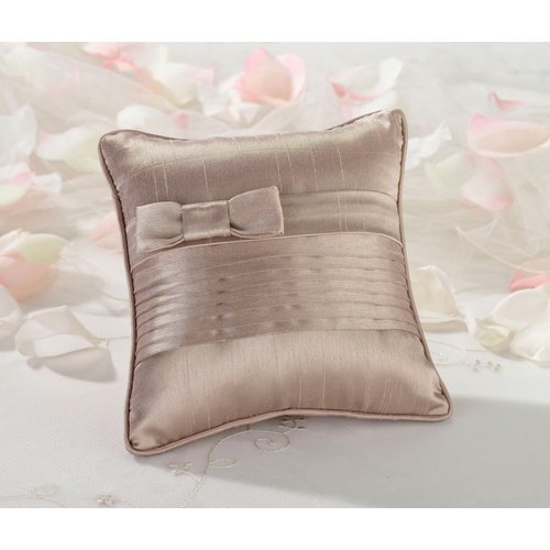 Lillian Rose Taupe Simple Pleated Silk Wedding Ring Pillow