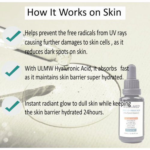 15% CE+Ferulic Vitamin C Serum for Face with C-Ester, Alpha Arbutin & Ultra Low Molecule Hyaluronic Acid