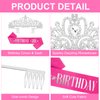 CAVETEE "Birthday Girl" Sash and Rhinestone Tiara Set, Hot Pink Birthday Sash and Birthday Crown Happy Birthday Decorations for Gift Birthday Girl Sash for Party Cake Topper