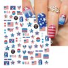 IDDFEVE 12 Sheets 4th of July Nail Stickers, USA Independence Day Patriotic Nail Decals, 3D Design Self-Adhesive Flag Star Nail Art