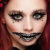 4 Pairs Halloween Eye Shadow Stickers and 4 Pack Skeleton Mouth Temporary Tattoo, 3D Eyeshadow Eyeliner Sticker Waterproof Face Eye Art Decor Sticker for Women Girls Halloween Masquerade Party