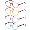 OLOMEE Reading Glasses Womens +1.00 Colorful Round Readers Lightweight Stylish Cute Women's Cheaters 4 Pack Comfortable Fit Spring Hinge