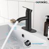 gotonovo Matte Black Stainless Steel 304 Bathroom Faucet Farmhouse Single Handle Lavatory Basin Vanity Sink Faucet with Supply Line