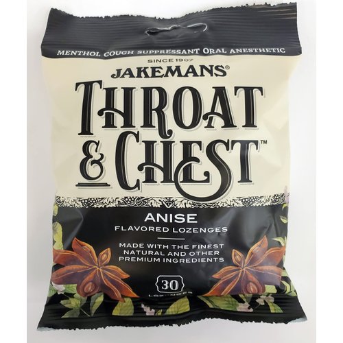 Jakemans Throat & Chest Menthol Cough Suppressant – Anise - 30 Lozenges (4 Pack)…