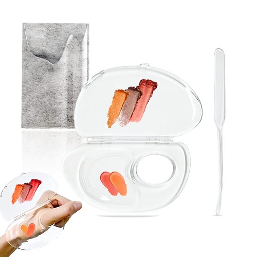 Penugo 180 Degree Folding Acrylic Makeup Mixing Palette, Plastic Foundation Makeup Facial Palette with Felt Bag, Transparent Spatula Tool for Eyeshadow Liquid Foundation