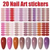 WOKOTO 20 Sheets Solid Pink Full Nail Polish Stickers False Nail Design Stickers Glitter Pink Gradient Nail Stickers Full Nail Wraps For Women Girls Nails Stick On Nail Polish Strips Nail Gel Stickers