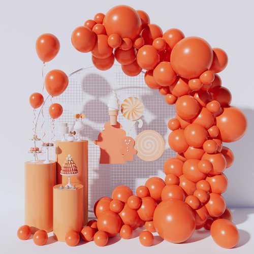 Moukiween 130PCS Orange Balloons Garland Arch Kit, Different Sizes 18 12 10 5 Inch Latex Balloons for Halloween Thanksgiving Birthday Party Wedding Baby Shower Party Decoration