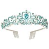 Crystal Rhinestones Wedding Tiara with Comb for Bridal Wedding Princess Queen Coronation Birthday Party Blue Crown Girl and Women Carnival Party Holiday Celebration for Adults